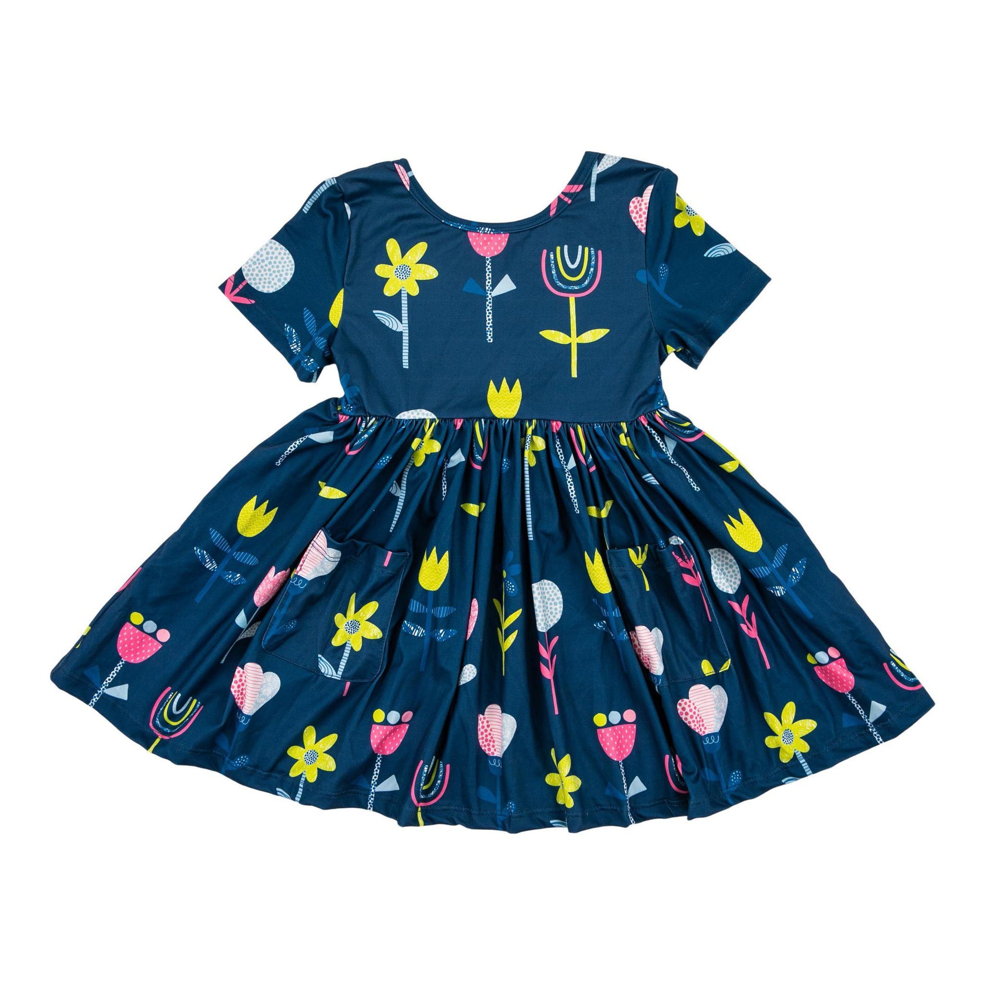 Rainbow Garden Short Sleeve Pocket Dress  - Doodlebug's Children's Boutique