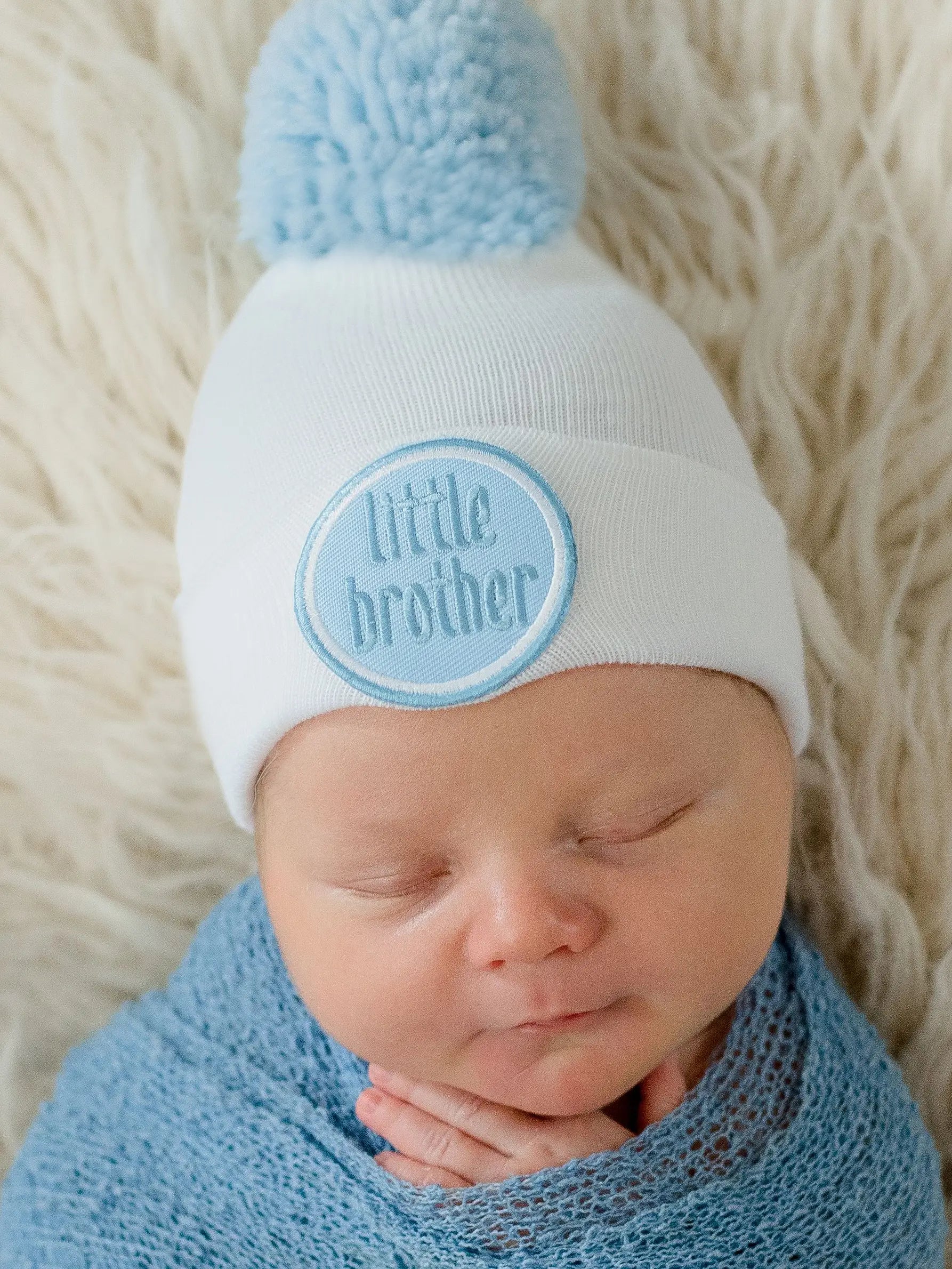 Little Brother Pom Newborn Hospital Hat  - Doodlebug's Children's Boutique