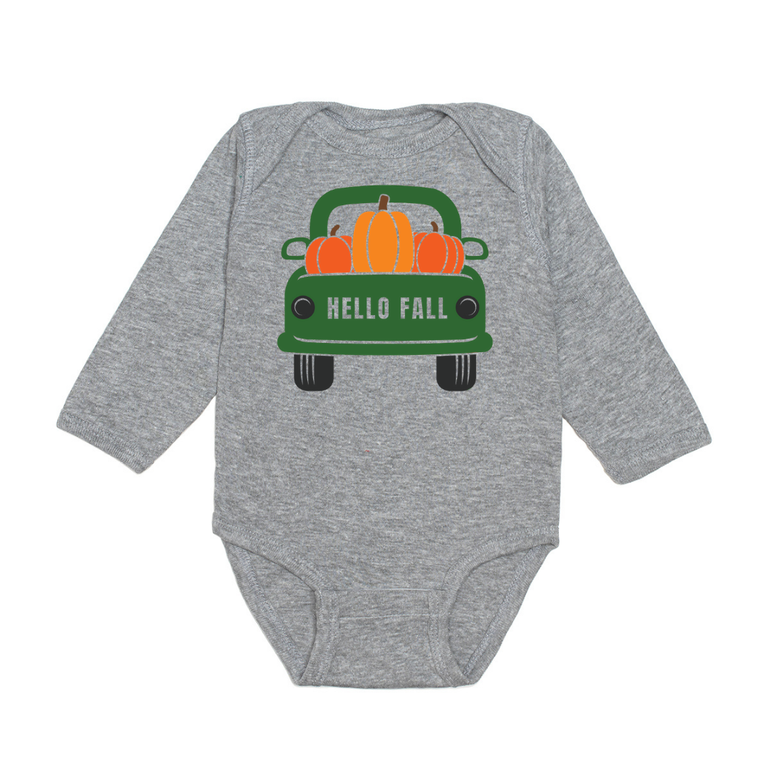 Hello Fall Pumpkin Truck Bodysuit  - Doodlebug's Children's Boutique