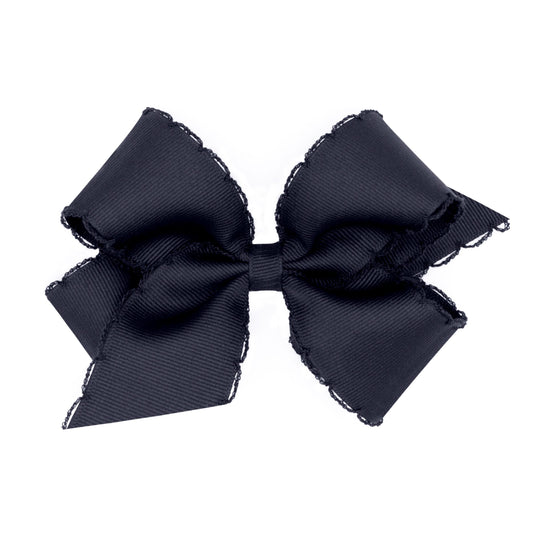 Navy Moonstitch Medium Bow  - Doodlebug's Children's Boutique