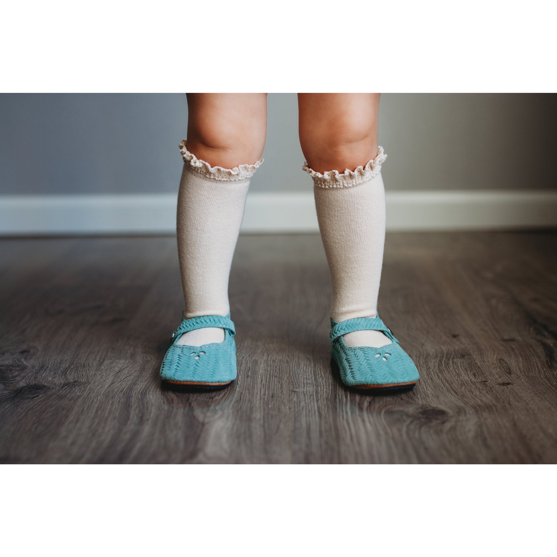 Lace Top Knee Highs in Vanilla  - Doodlebug's Children's Boutique