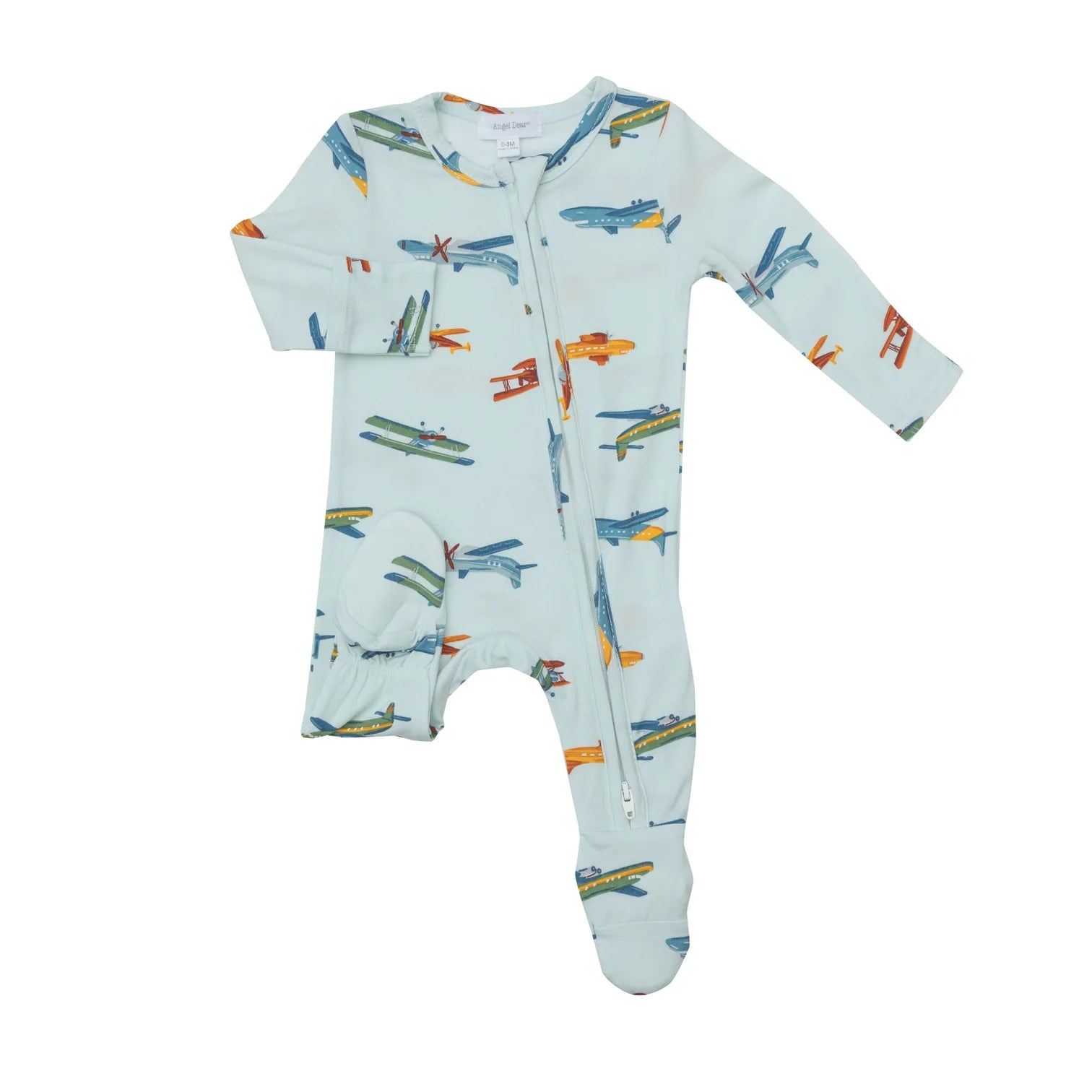 Bamboo Zipper Footie in Airplanes  - Doodlebug's Children's Boutique
