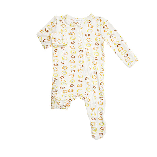 Zipper Footie in Autumn Sunshine  - Doodlebug's Children's Boutique