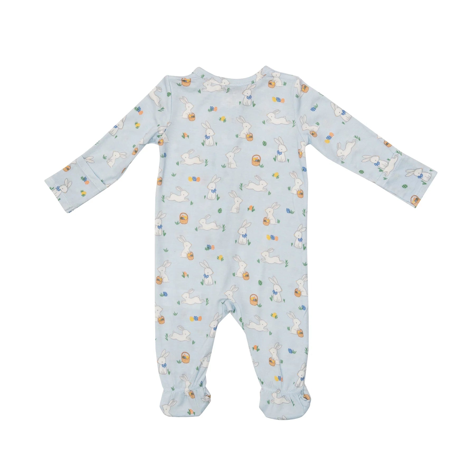 2 Way Zipper Footie in Blue Bunnies  - Doodlebug's Children's Boutique