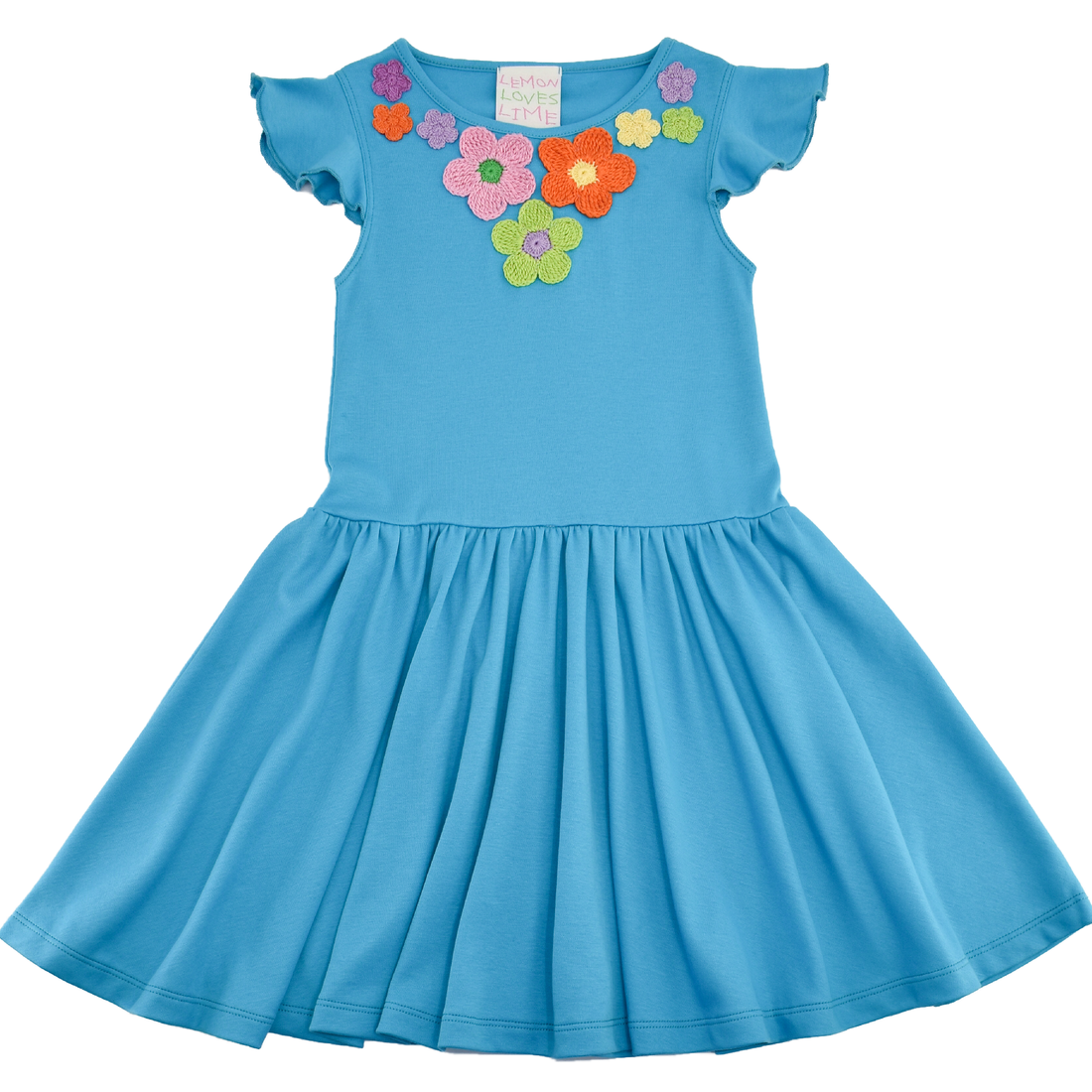 Spring Day Dress in Scuba Blue  - Doodlebug's Children's Boutique
