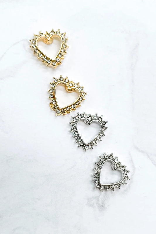 Rhinestone Heart Earrings  - Doodlebug's Children's Boutique