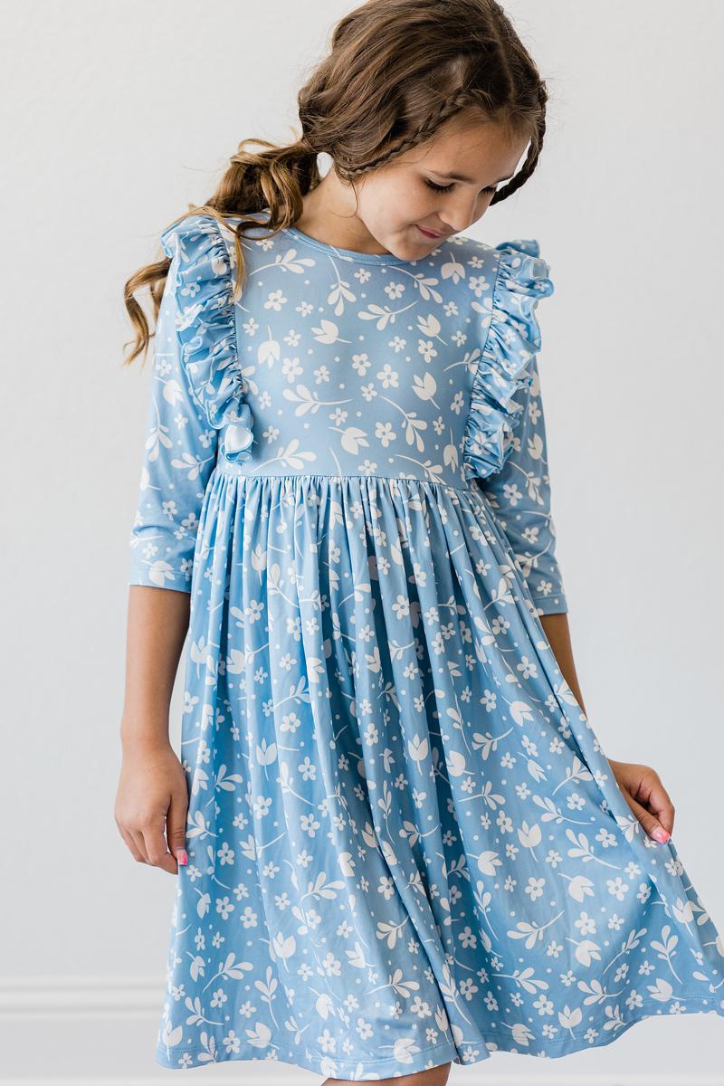 Bluebell Ruffle Twirl Dress  - Doodlebug's Children's Boutique