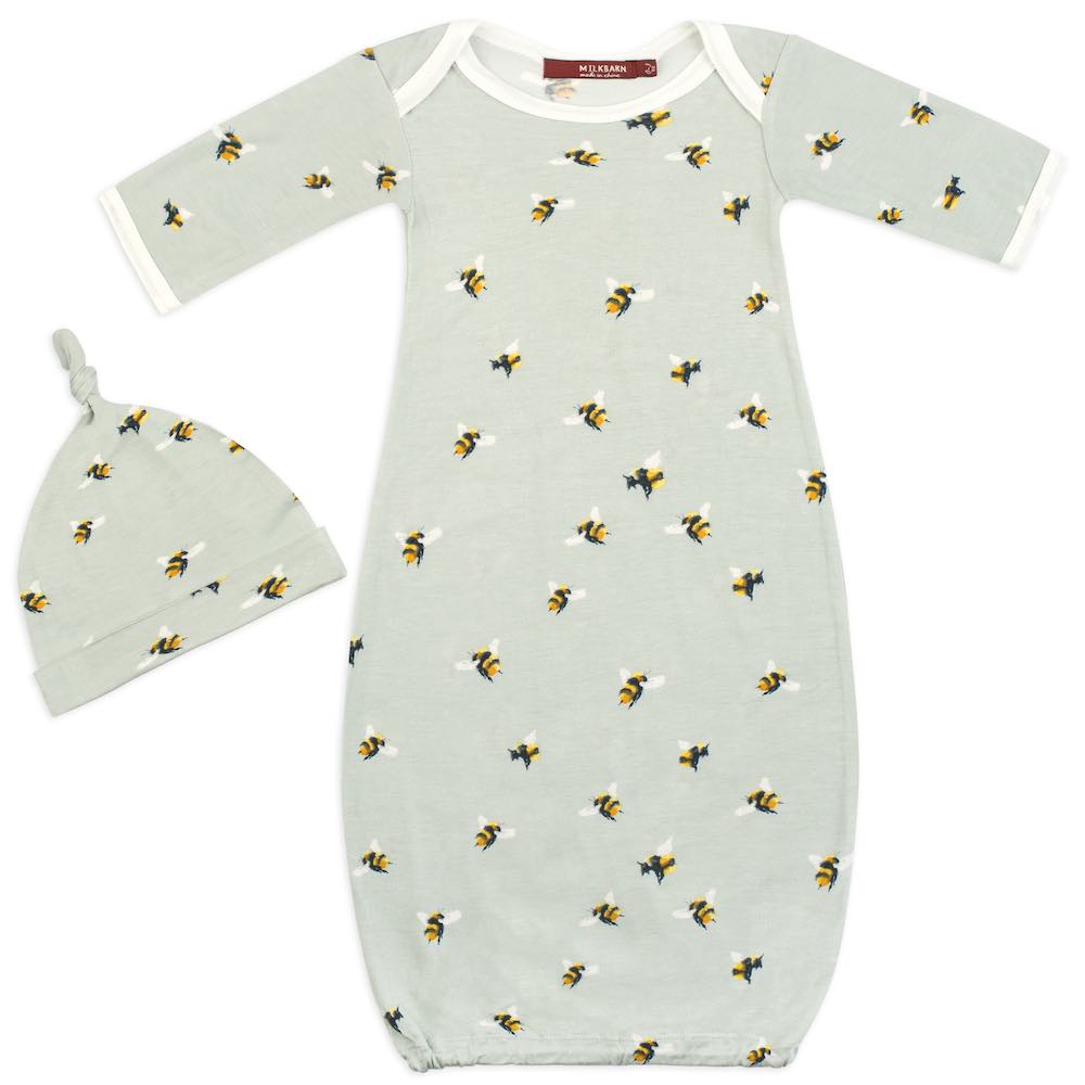 Bumblebee Bamboo Gown and Hat Set  - Doodlebug's Children's Boutique