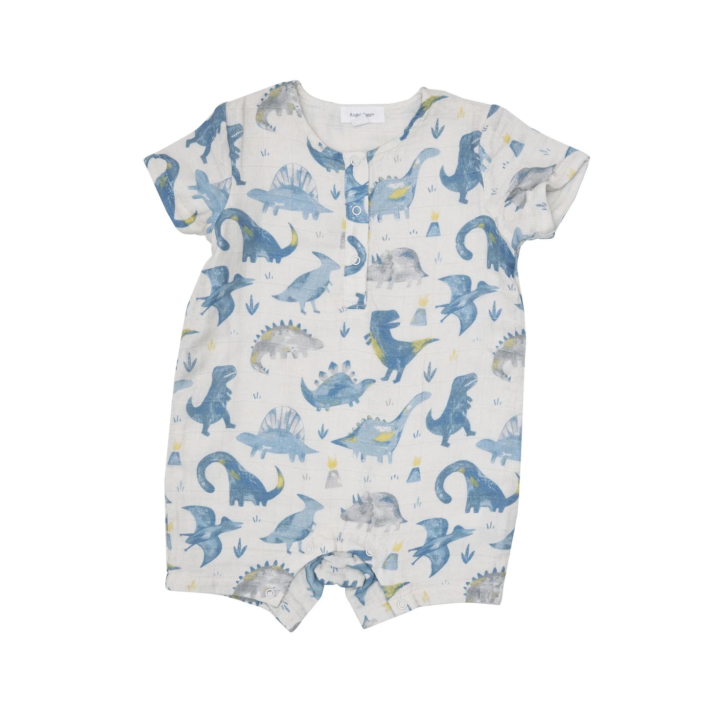 Muslin Henley Shortall in Crayon Dinos  - Doodlebug's Children's Boutique