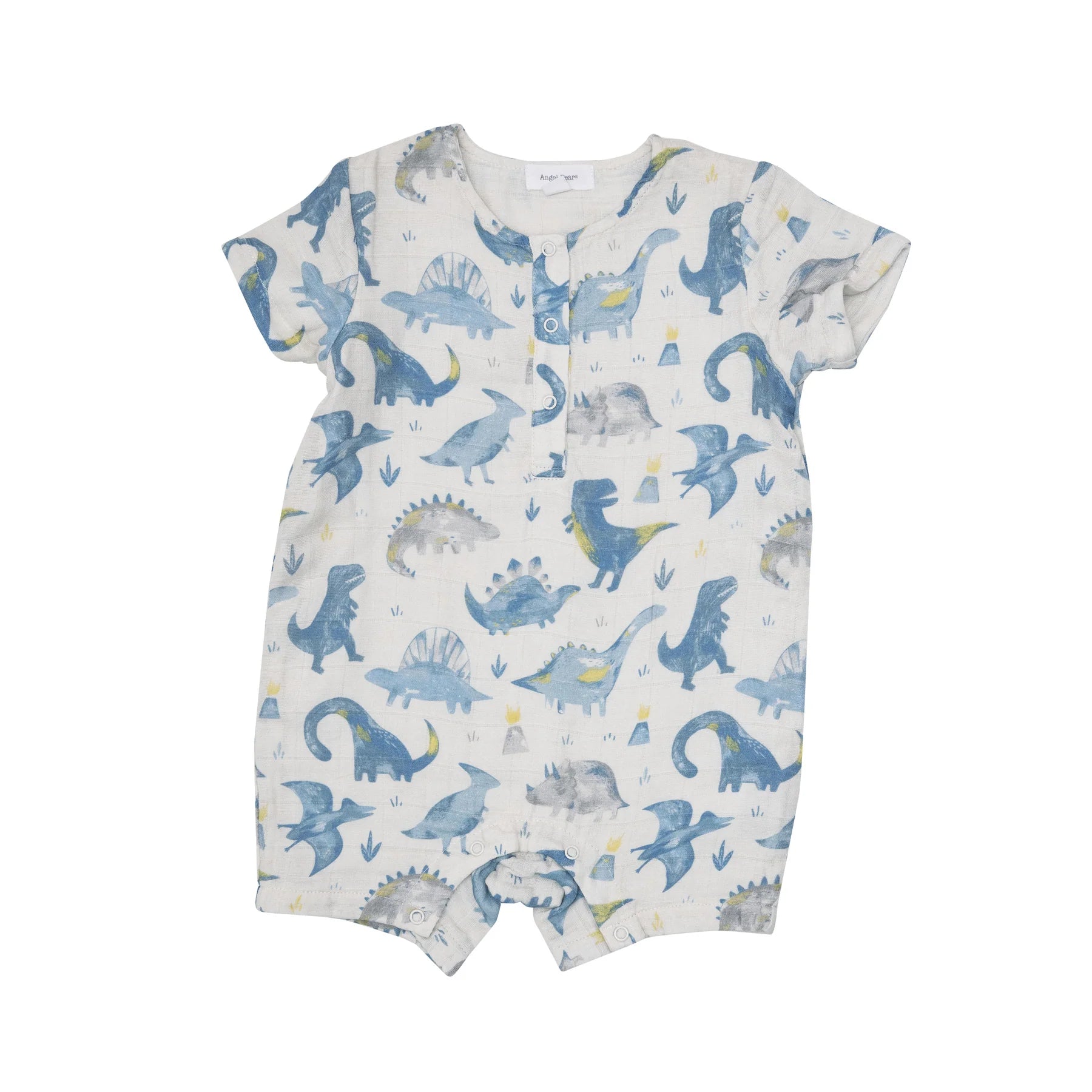 Muslin Henley Shortall in Crayon Dinos  - Doodlebug's Children's Boutique