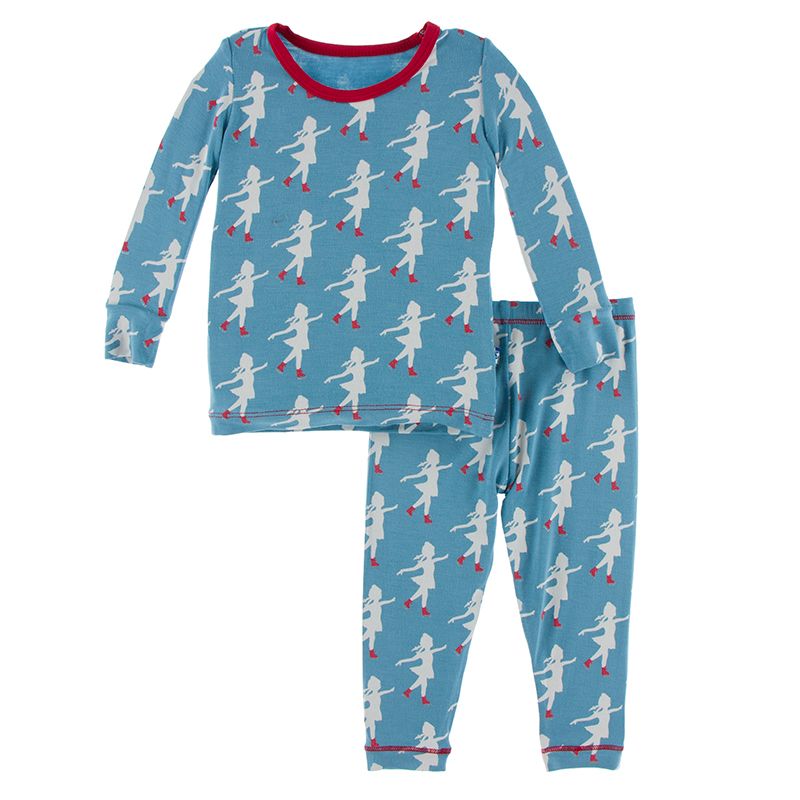 Print Long Sleeve Pajama Set in Blue Moon Ice Skater  - Doodlebug's Children's Boutique