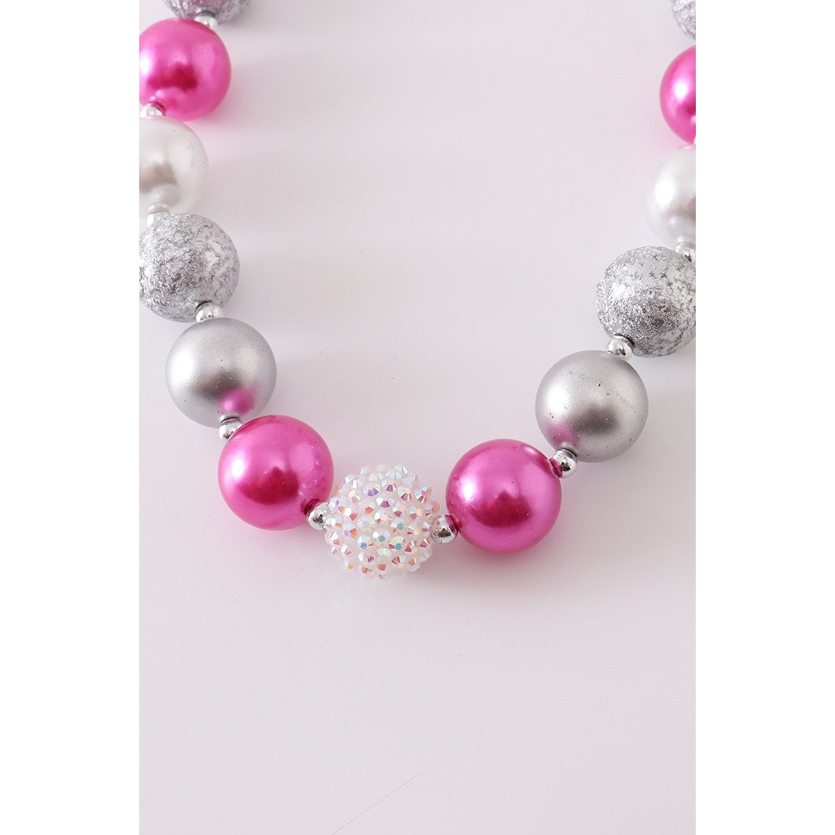 Pink and Silver Chunky Necklace  - Doodlebug's Children's Boutique