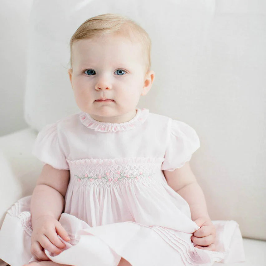 Rose Garden Smocked Dress in Pink  - Doodlebug's Children's Boutique