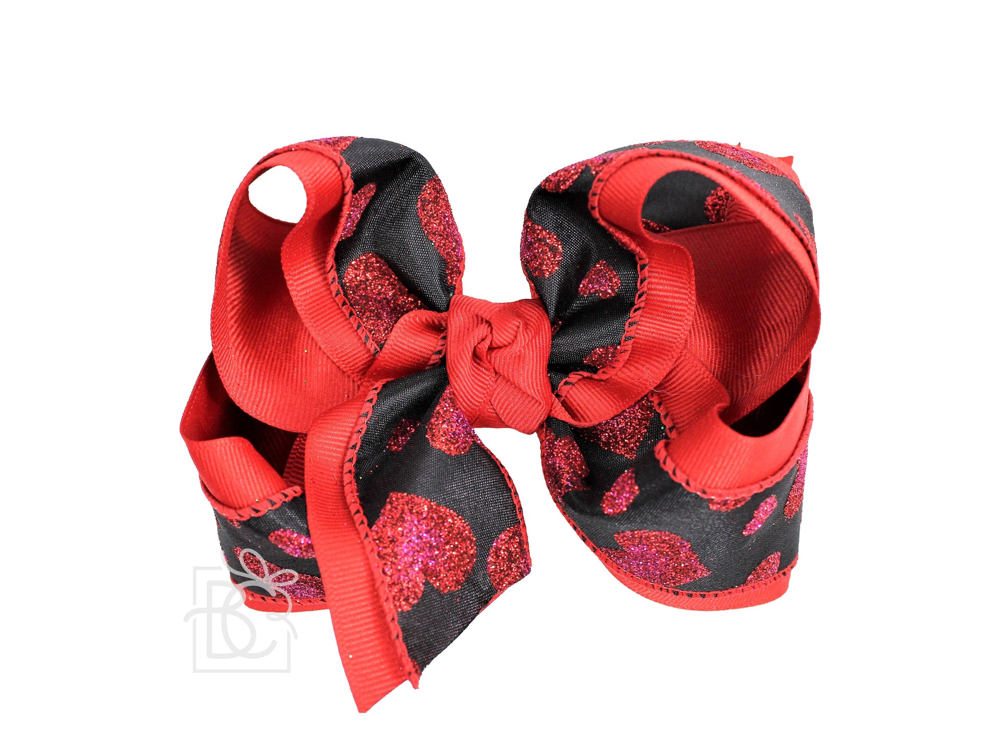 Large Glitter Heart Bow in Red  - Doodlebug's Children's Boutique
