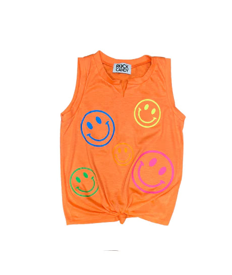 All Over Smilies Tie Tank  - Doodlebug's Children's Boutique