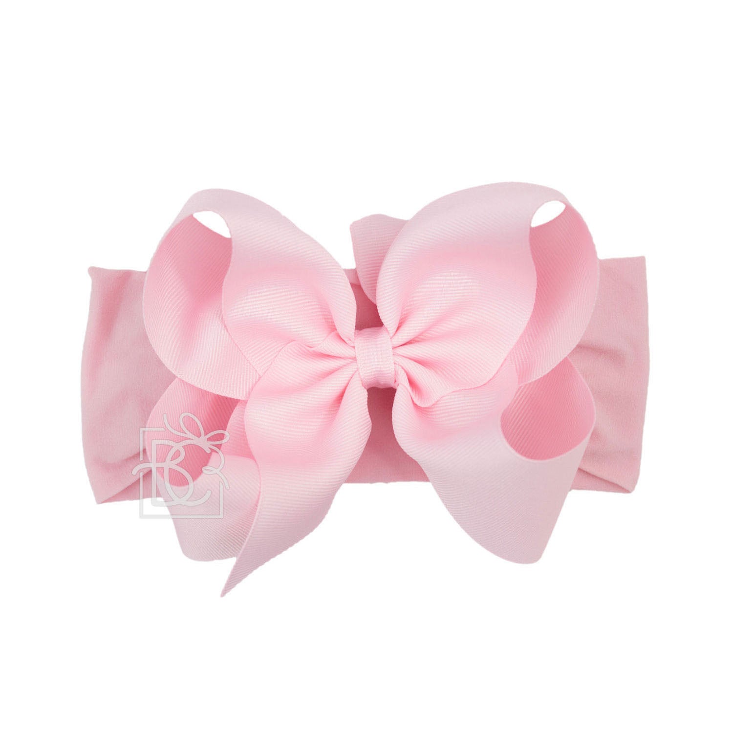 Wide Nylon Headband with Huge Bow in Light Pink  - Doodlebug's Children's Boutique