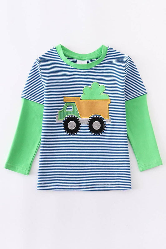 Striped Clover Truck Tee  - Doodlebug's Children's Boutique