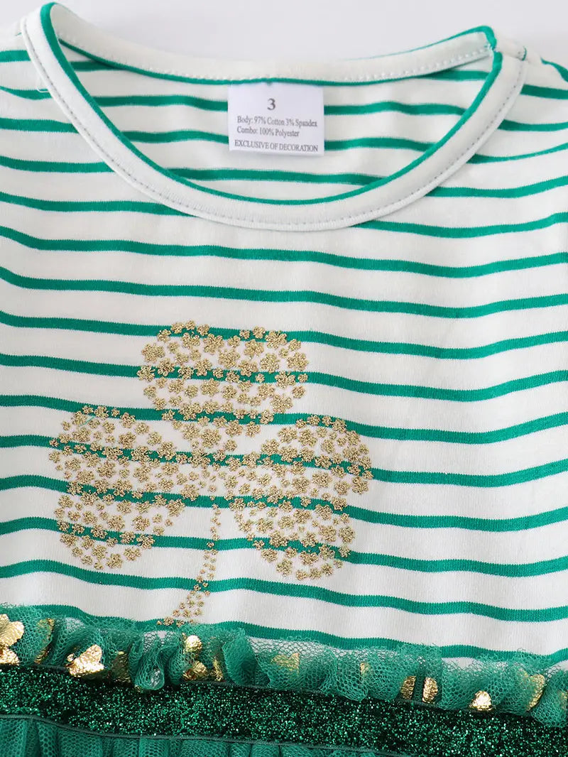 Green Stripe Clover Tutu Dress  - Doodlebug's Children's Boutique