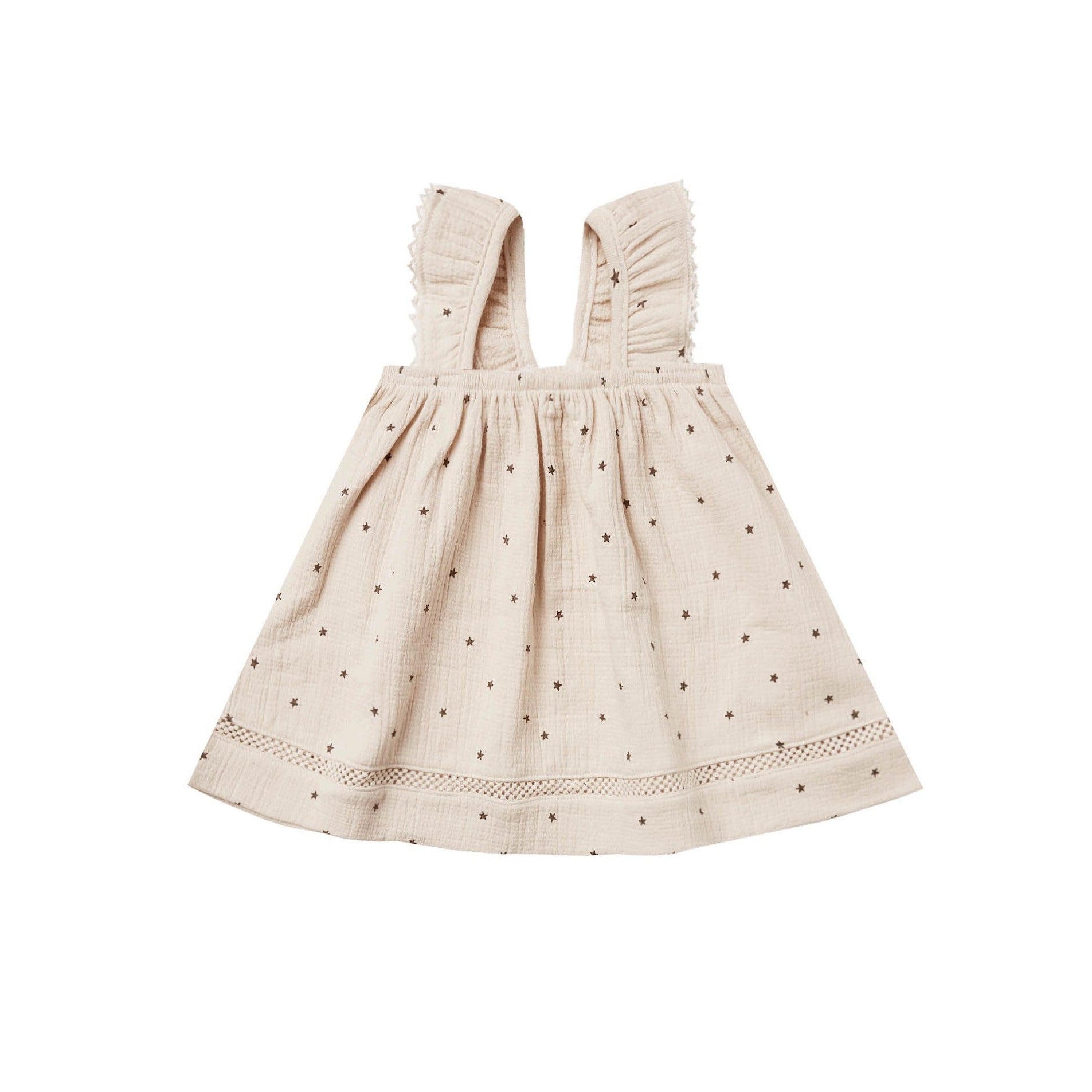 Sleeveless Dress in Natural Stars  - Doodlebug's Children's Boutique