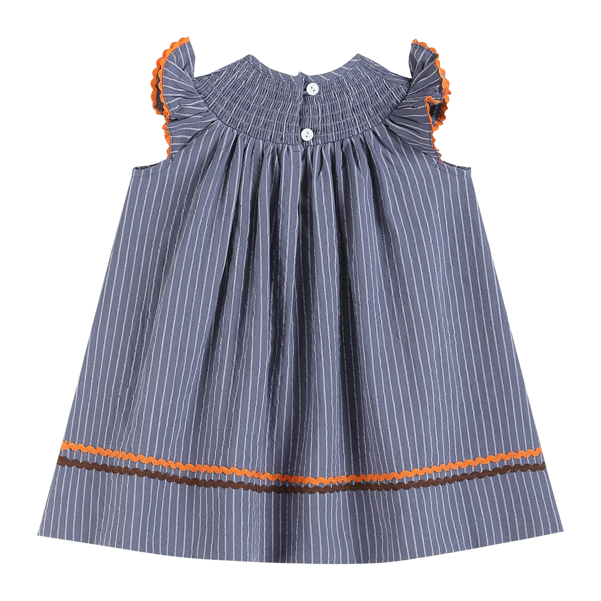 Blue Smocked Thanksgiving Dress  - Doodlebug's Children's Boutique