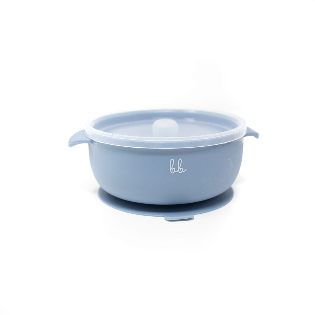 Suction Bowl with Lid in Slate  - Doodlebug's Children's Boutique