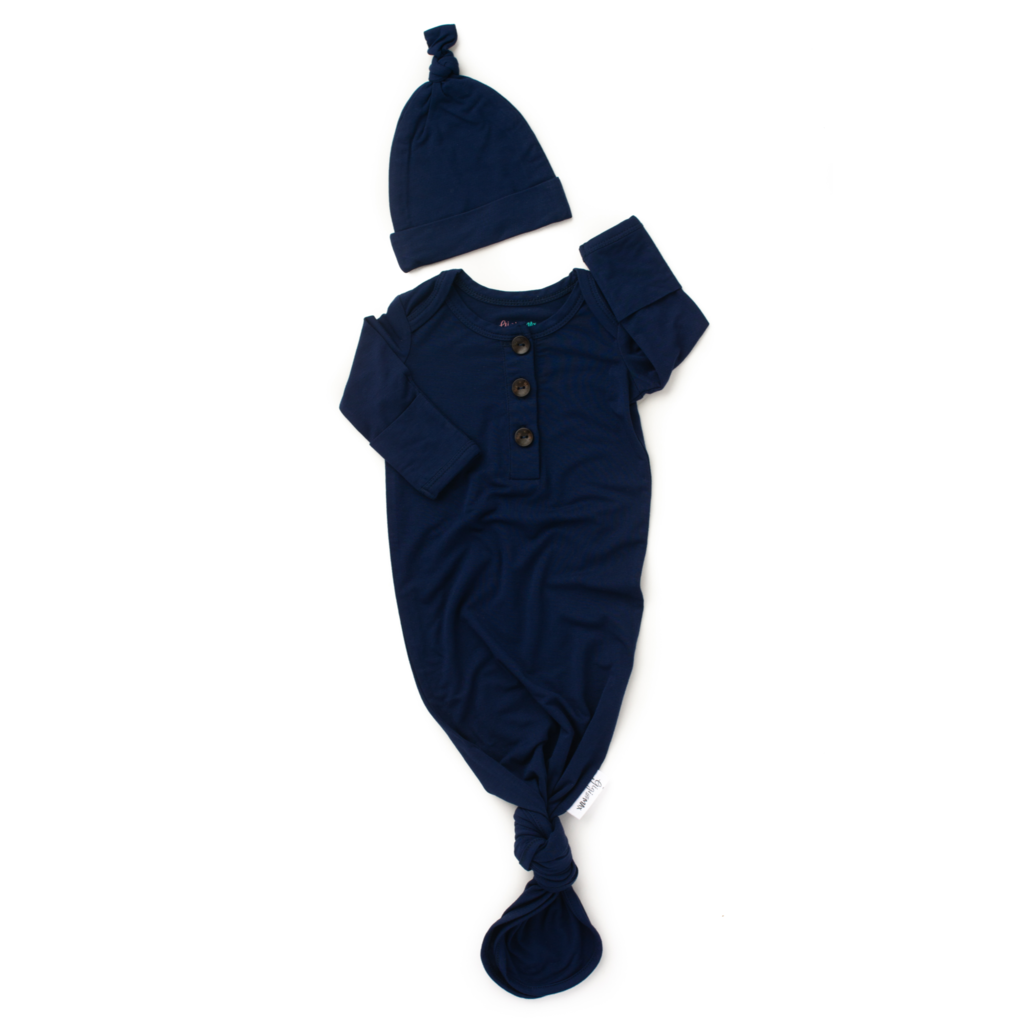 James Knotted Button Gown and Hat  - Doodlebug's Children's Boutique