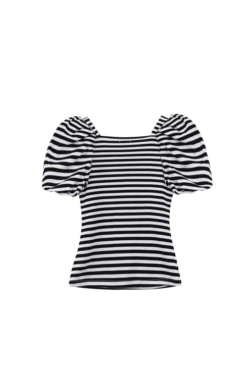 Striped Puff Sleeve Top  - Doodlebug's Children's Boutique