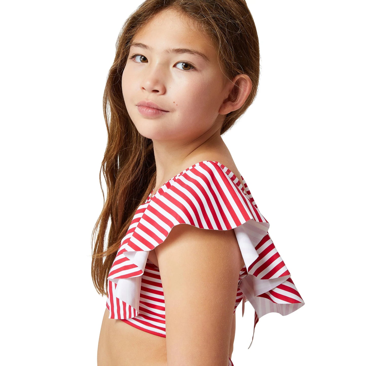 Malibu Stripe Two Piece Swimsuit in Red  - Doodlebug's Children's Boutique