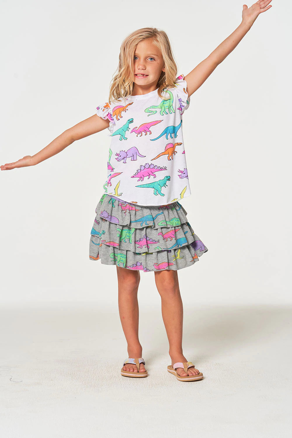 Dino Dance Flutter Sleeve Tee  - Doodlebug's Children's Boutique