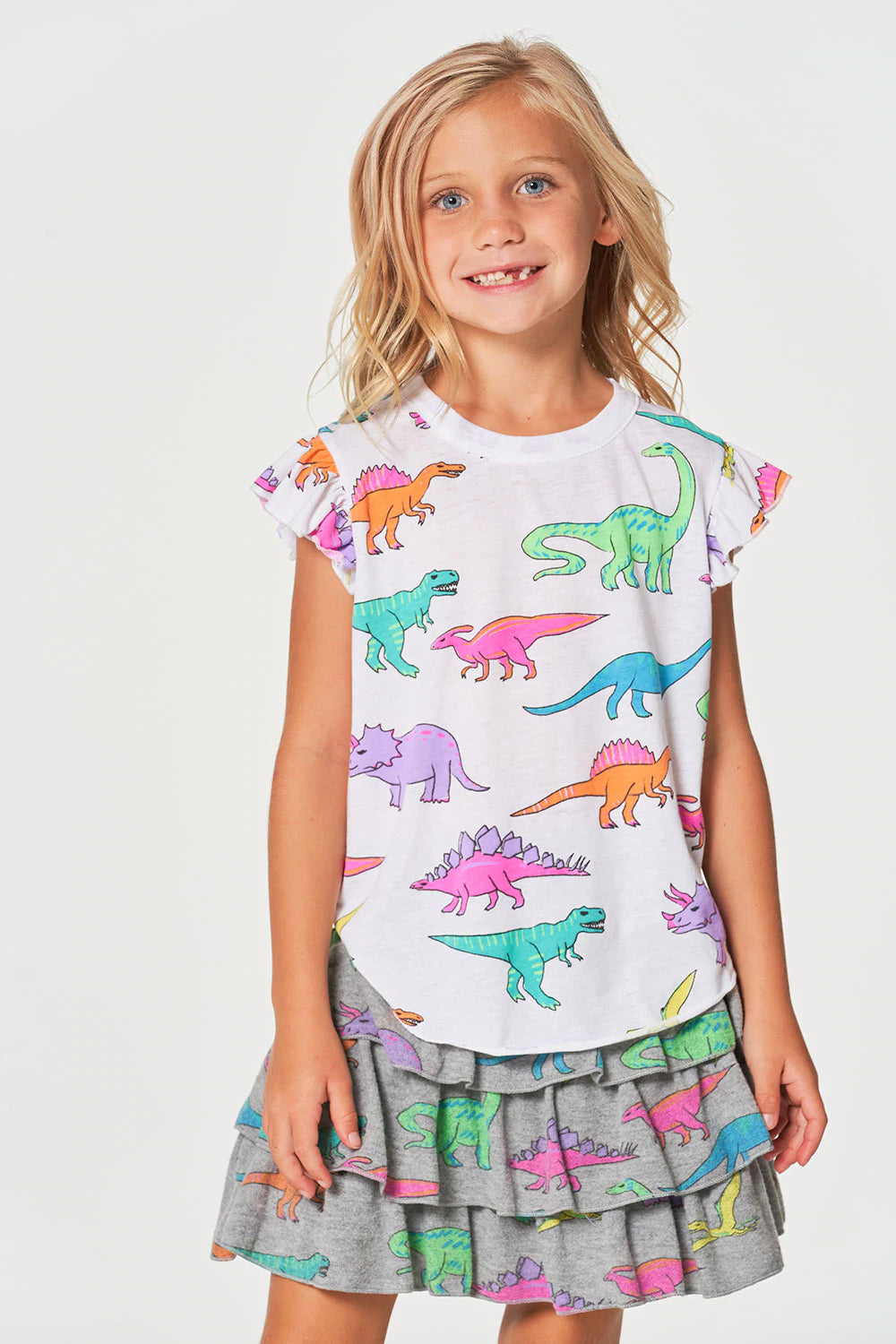 Dino Dance Flutter Sleeve Tee  - Doodlebug's Children's Boutique