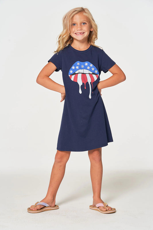Patriot Lips Shirt Dress  - Doodlebug's Children's Boutique