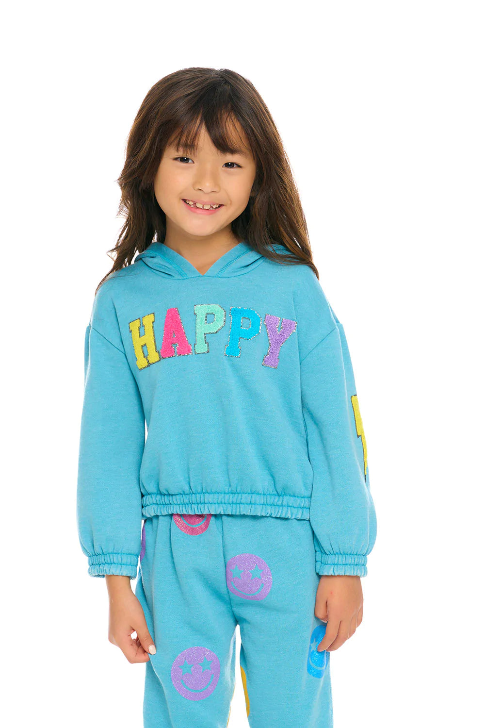 Glitter Smiley Cropped Hoodie  - Doodlebug's Children's Boutique
