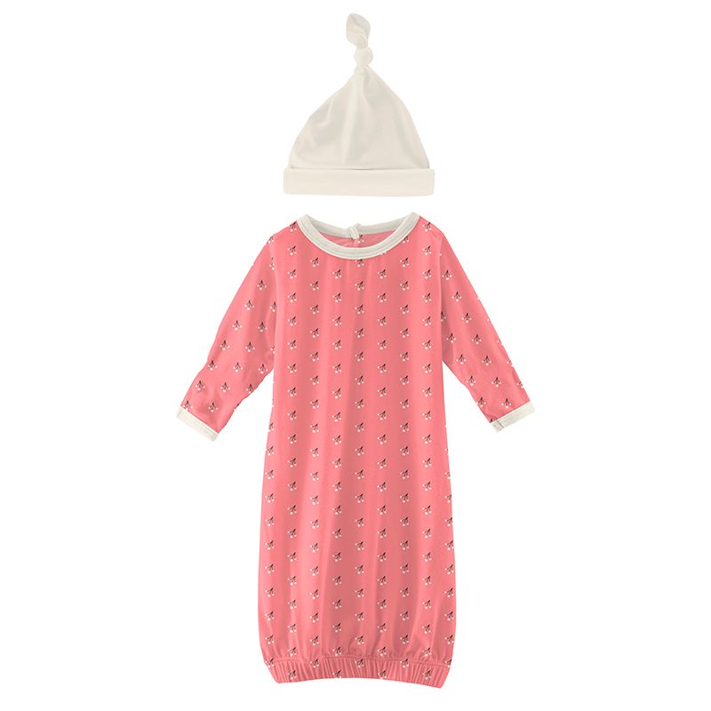 Print Layette Gown and Hat Set in Strawberry Baby Berries  - Doodlebug's Children's Boutique