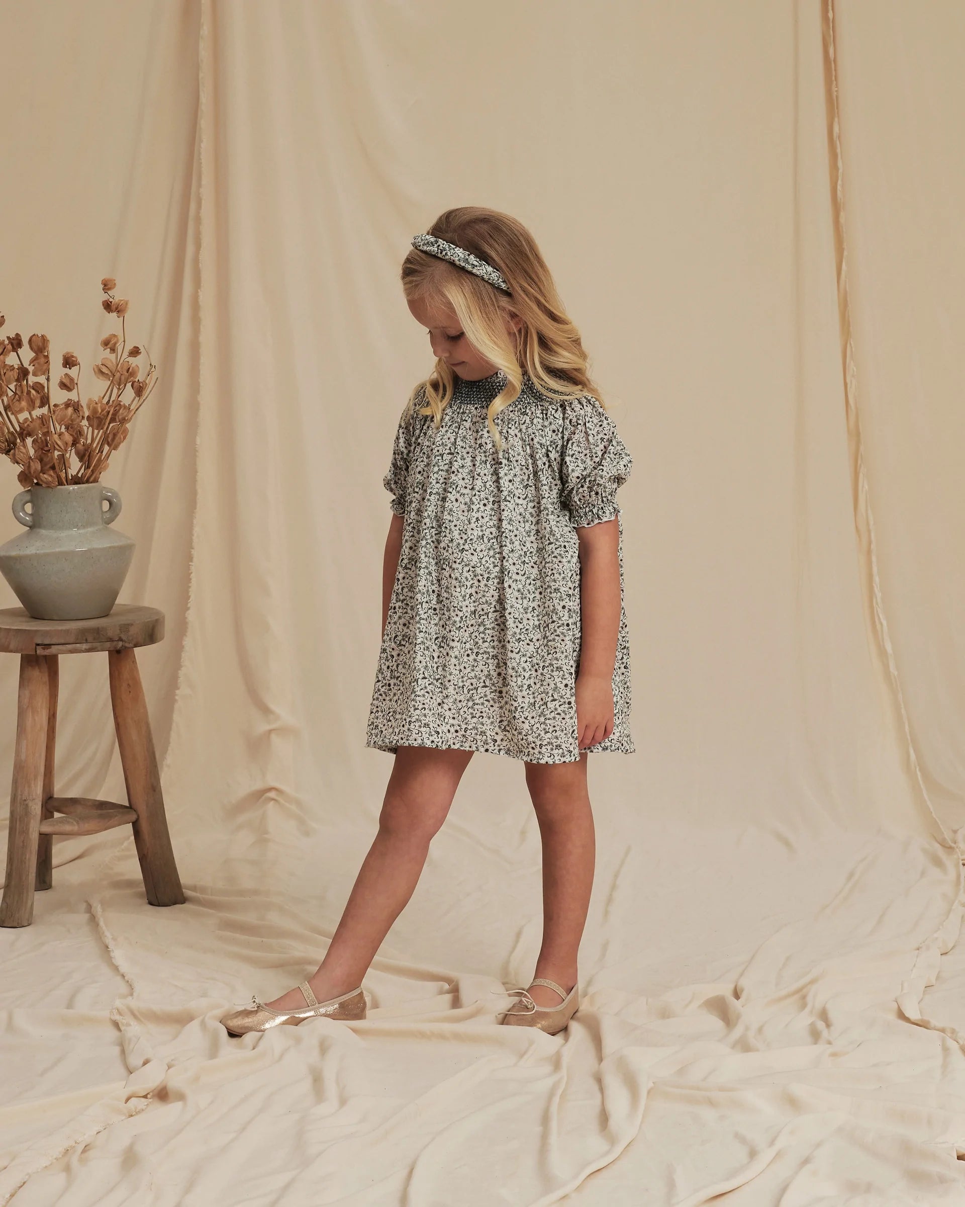 Maddie Dress in Blue Meadow  - Doodlebug's Children's Boutique