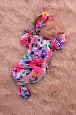Emilia Knotted Ruffle Button Gown and Headband  - Doodlebug's Children's Boutique