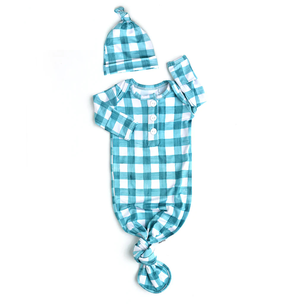 Tate Knotted Button Gown and Hat  - Doodlebug's Children's Boutique