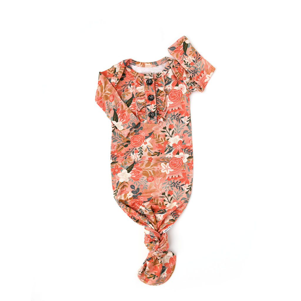 Ava Knotted Ruffle Button Gown  - Doodlebug's Children's Boutique