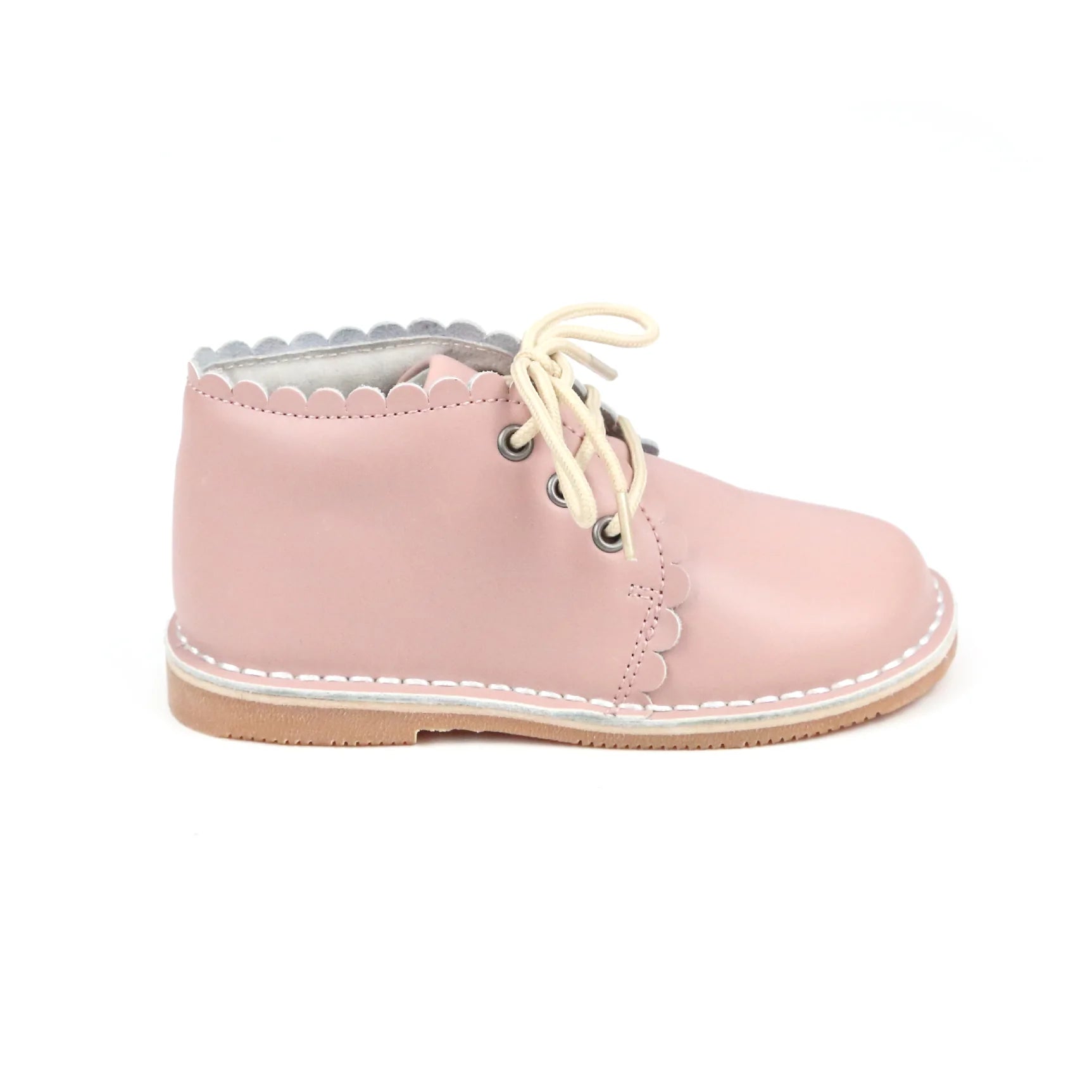 Georgie Scalloped Lace Up Boot in Dusty Pink  - Doodlebug's Children's Boutique