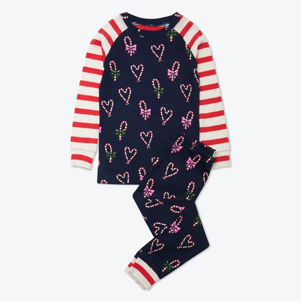 Candy Cane Hearts Organic Cotton Pajamas  - Doodlebug's Children's Boutique