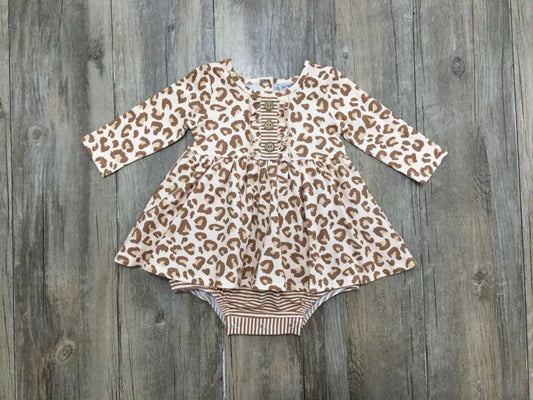 Spotted Leopard Butterknit Bubble Dress  - Doodlebug's Children's Boutique
