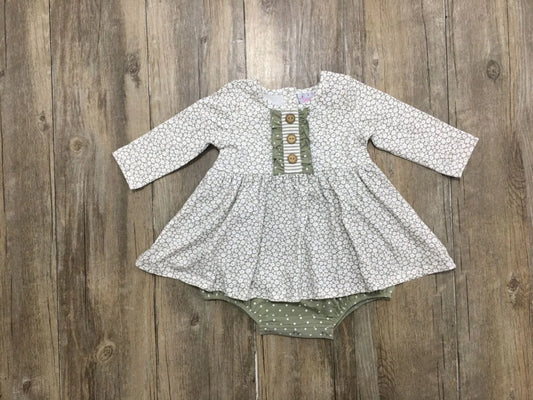 Sage Petal Bubble Dress Romper  - Doodlebug's Children's Boutique