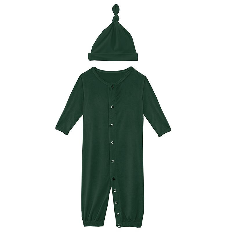 Solid Layette Gown Converter and Knot Hat Set in Mountain View  - Doodlebug's Children's Boutique