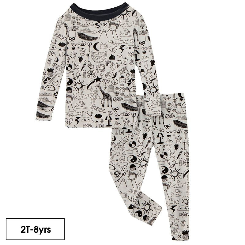Print Long Sleeve Pajama Set in Doodles  - Doodlebug's Children's Boutique