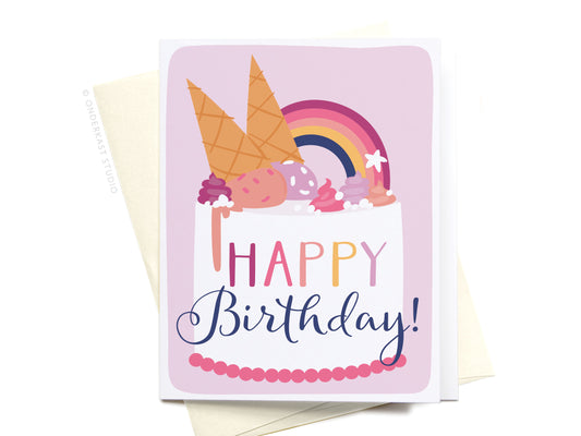 Happy Birthday Ice Cream Cake Greeting Card  - Doodlebug's Children's Boutique