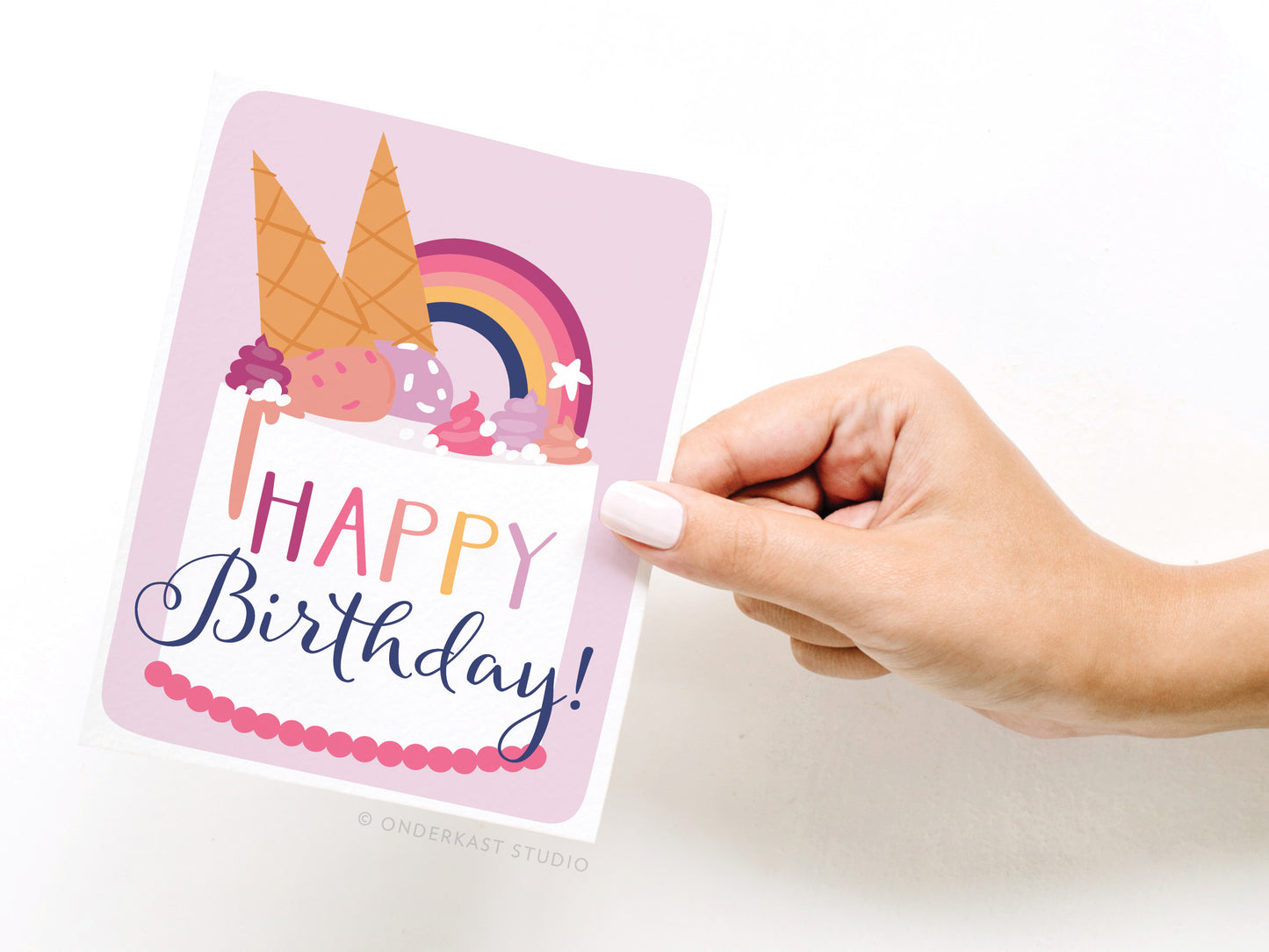 Happy Birthday Ice Cream Cake Greeting Card  - Doodlebug's Children's Boutique