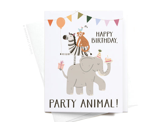 Happy Birthday Party Animal Greeting Card  - Doodlebug's Children's Boutique