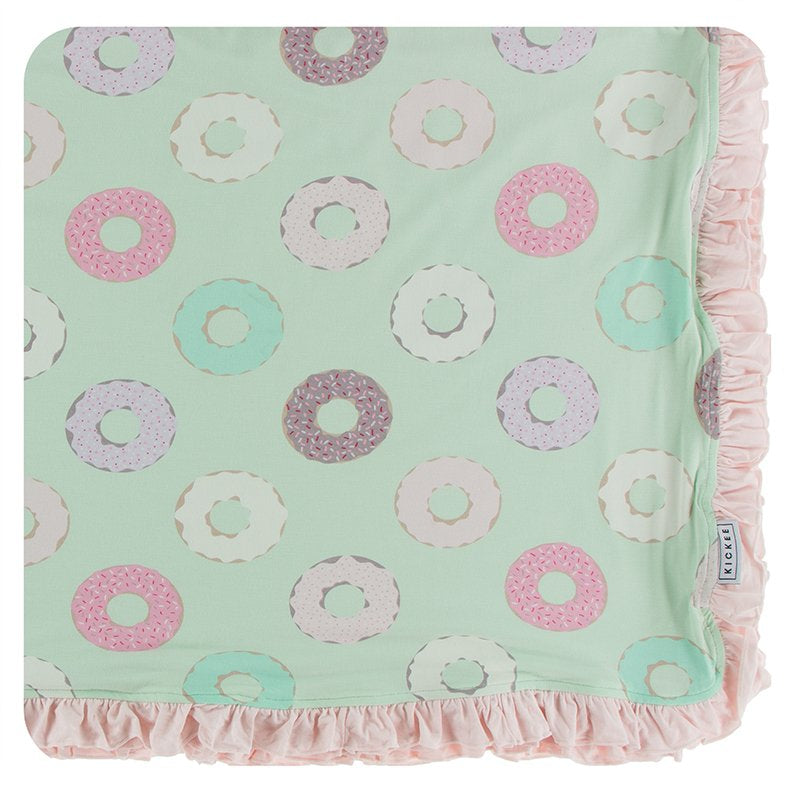 Print Ruffle Toddler Blanket in Pistachio Donut  - Doodlebug's Children's Boutique