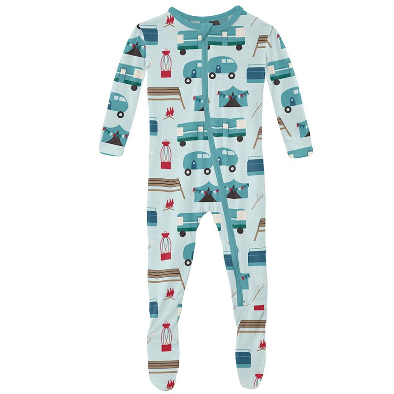 Print Footie with Zipper in Fresh Air Camping  - Doodlebug's Children's Boutique
