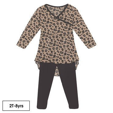 Print Long Sleeve Hi Lo Tee & Leggings Outfit Set in Suede Cheetah Print  - Doodlebug's Children's Boutique