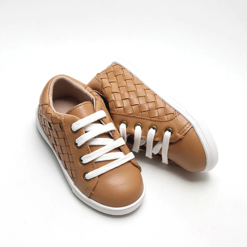 Leather Woven Sneaker in Rust  - Doodlebug's Children's Boutique